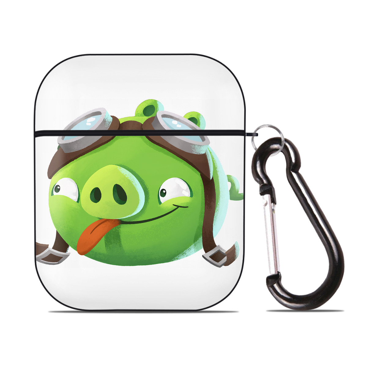 （画像用） Angry Birds アングリーバード AirPods 第2世代保護ケース ハードシェル ブラック 耐衝撃・防指紋・カラビナ付き