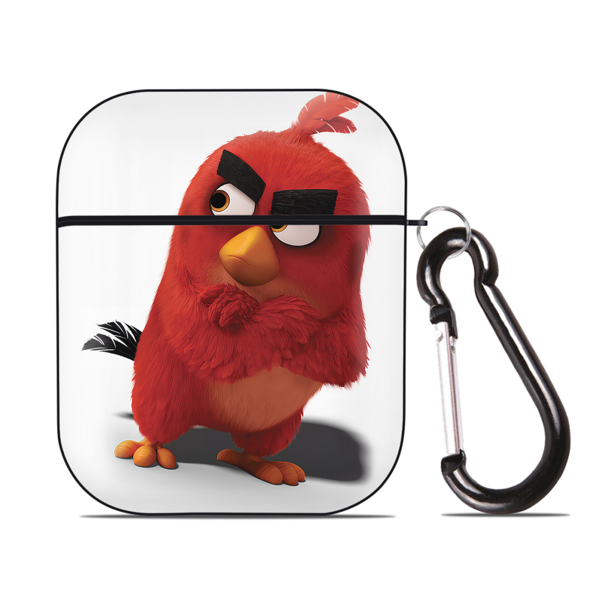 （画像用） Angry Birds アングリーバード AirPods 第2世代保護ケース ハードシェル ブラック 耐衝撃・防指紋・カラビナ付き