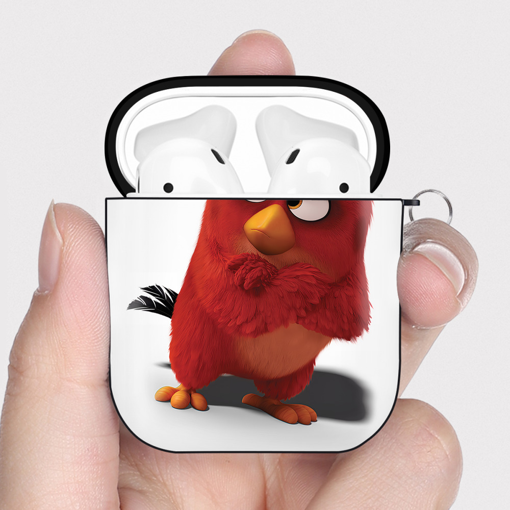 （画像用） Angry Birds アングリーバード AirPods 第2世代保護ケース ハードシェル ブラック 耐衝撃・防指紋・カラビナ付き