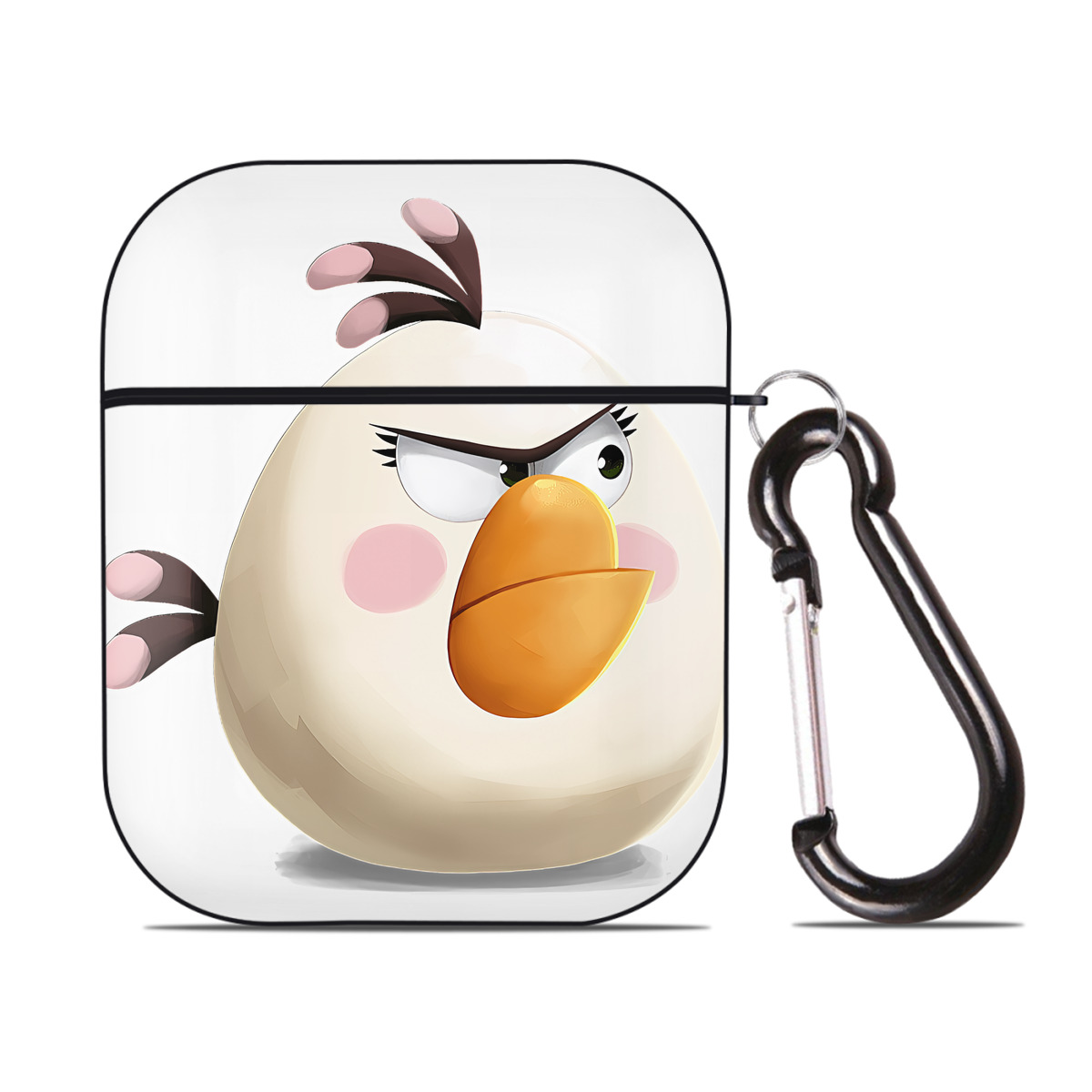 （画像用） Angry Birds アングリーバード AirPods 第2世代保護ケース ハードシェル ブラック 耐衝撃・防指紋・カラビナ付き