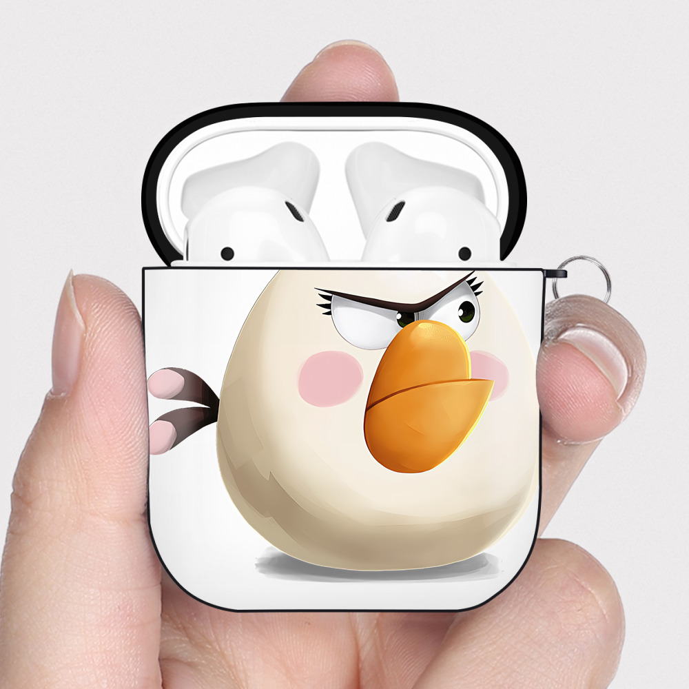 （画像用） Angry Birds アングリーバード AirPods 第2世代保護ケース ハードシェル ブラック 耐衝撃・防指紋・カラビナ付き