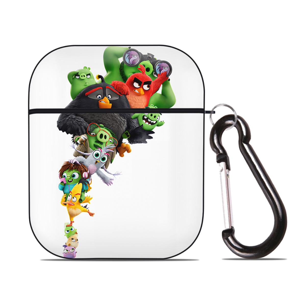 （画像用） Angry Birds アングリーバード AirPods 第2世代保護ケース ハードシェル ブラック 耐衝撃・防指紋・カラビナ付き