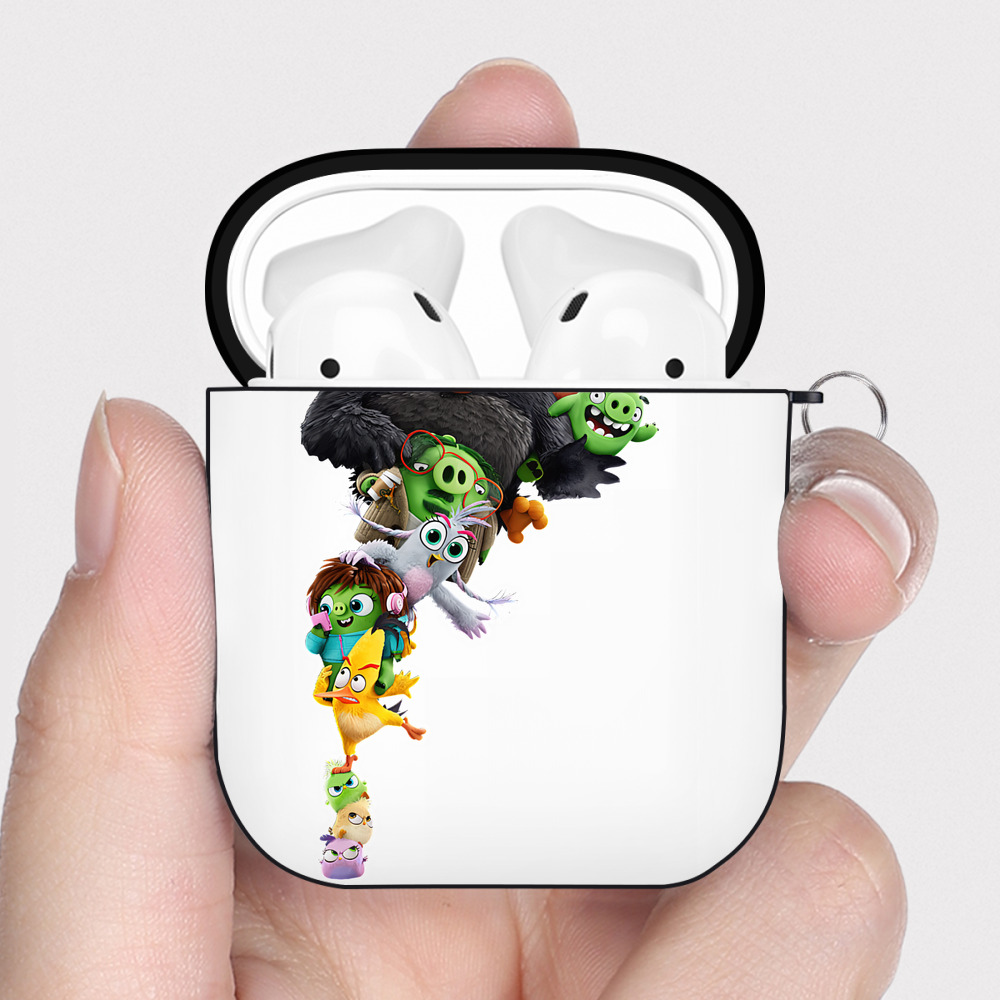 （画像用） Angry Birds アングリーバード AirPods 第2世代保護ケース ハードシェル ブラック 耐衝撃・防指紋・カラビナ付き