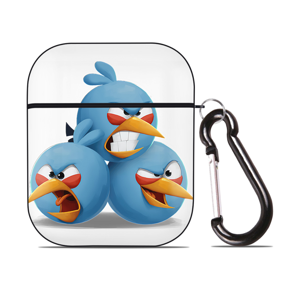 （画像用） Angry Birds アングリーバード AirPods 第2世代保護ケース ハードシェル ブラック 耐衝撃・防指紋・カラビナ付き