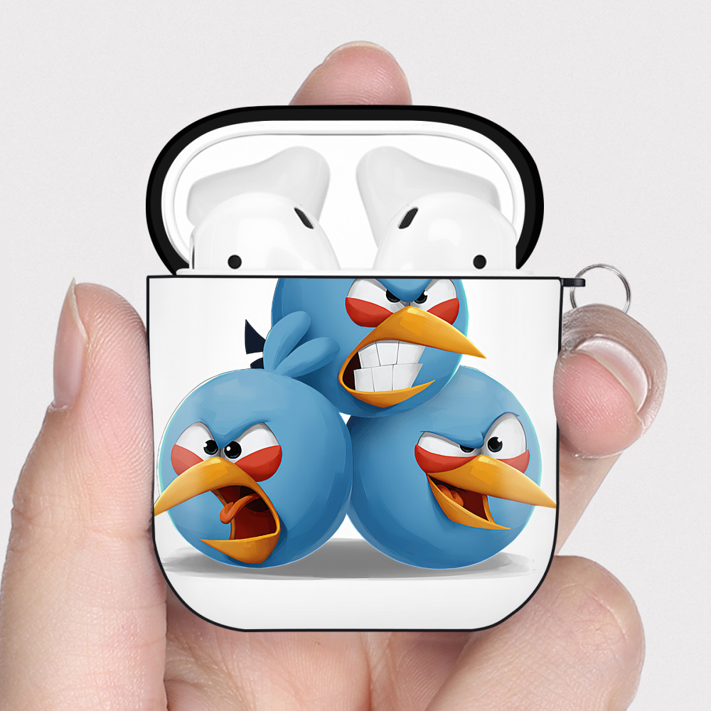 （画像用） Angry Birds アングリーバード AirPods 第2世代保護ケース ハードシェル ブラック 耐衝撃・防指紋・カラビナ付き