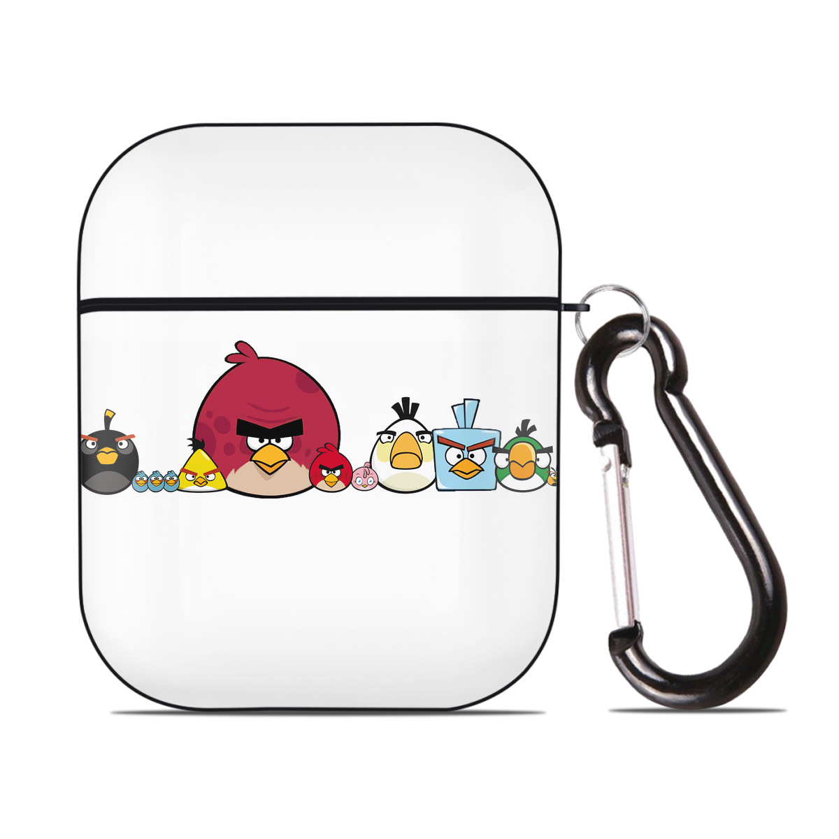 （画像用） Angry Birds アングリーバード AirPods 第2世代保護ケース ハードシェル ブラック 耐衝撃・防指紋・カラビナ付き