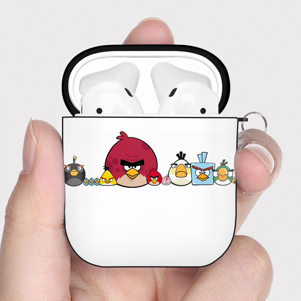 （画像用） Angry Birds アングリーバード AirPods 第2世代保護ケース ハードシェル ブラック 耐衝撃・防指紋・カラビナ付き