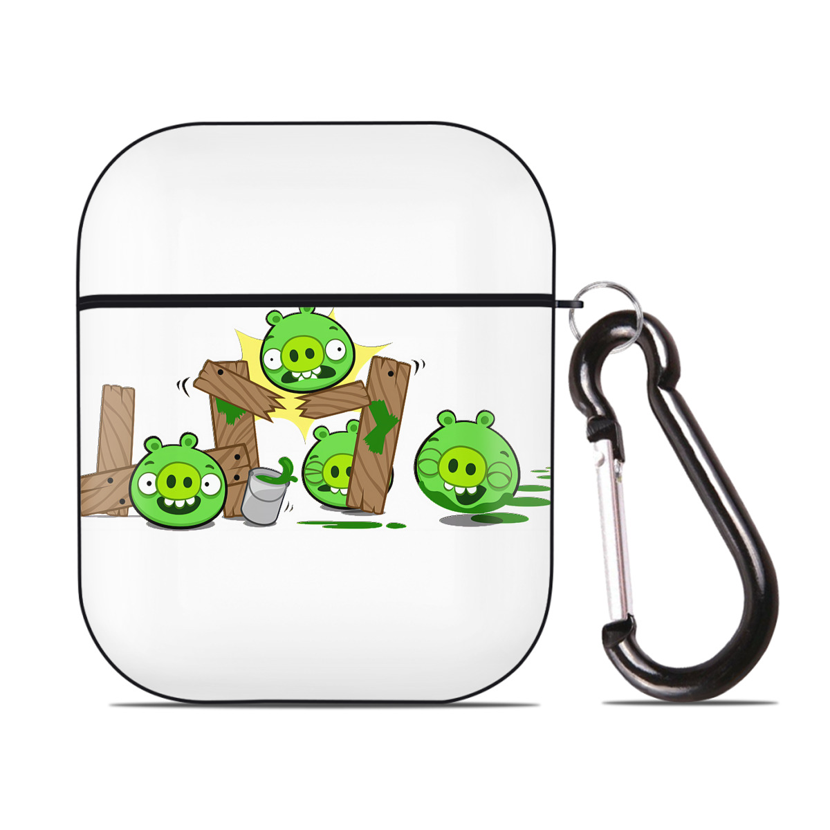（画像用） Angry Birds アングリーバード AirPods 第2世代保護ケース ハードシェル ブラック 耐衝撃・防指紋・カラビナ付き