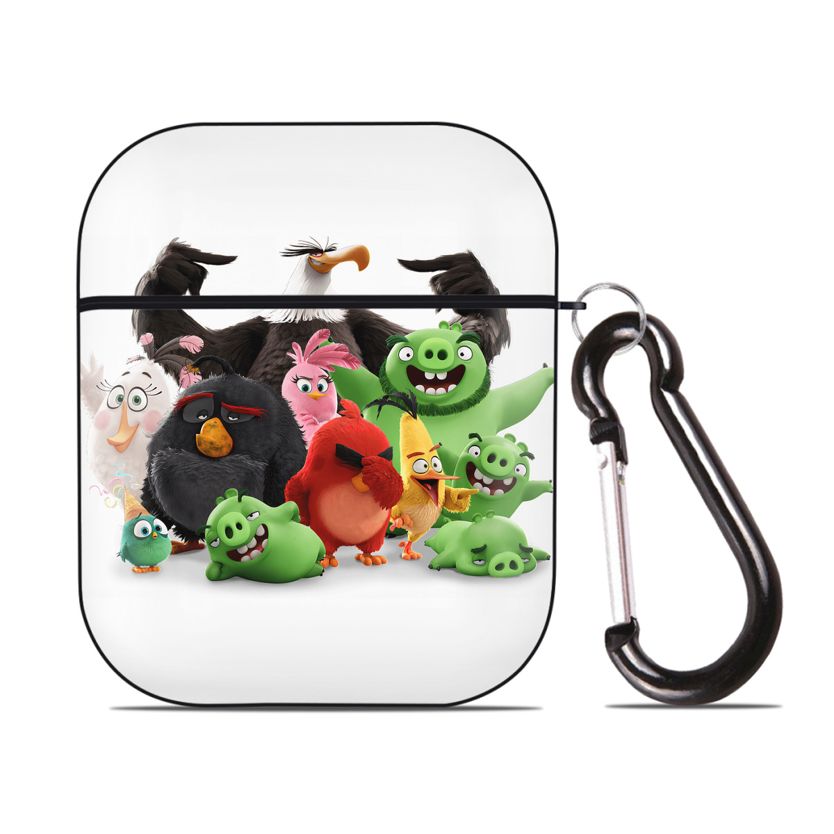 （画像用） Angry Birds アングリーバード AirPods 第2世代保護ケース ハードシェル ブラック 耐衝撃・防指紋・カラビナ付き