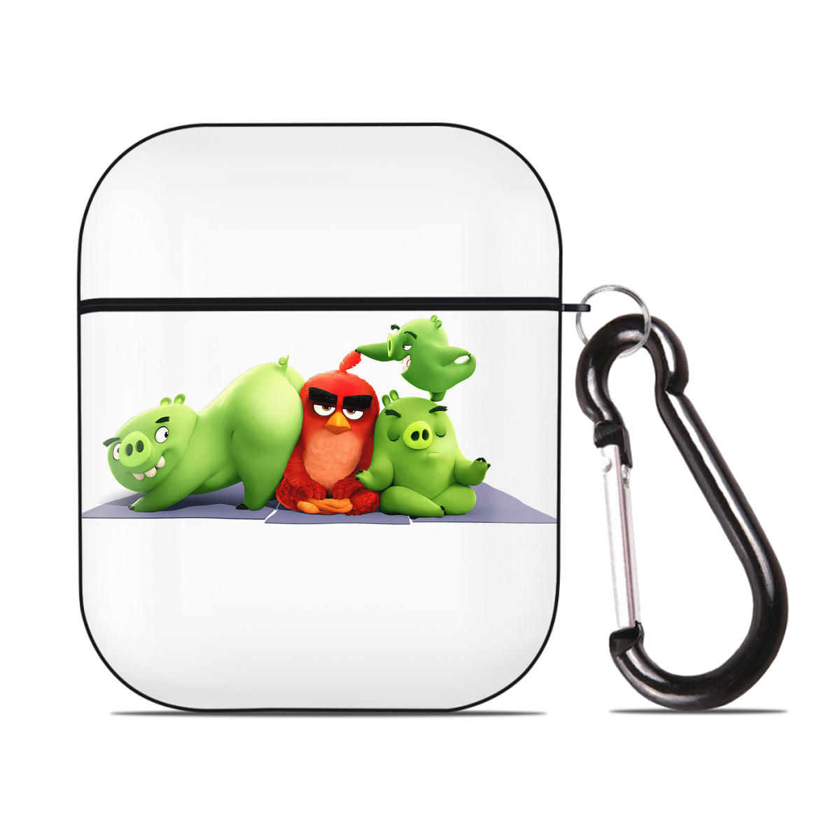 （画像用） Angry Birds アングリーバード AirPods 第2世代保護ケース ハードシェル ブラック 耐衝撃・防指紋・カラビナ付き