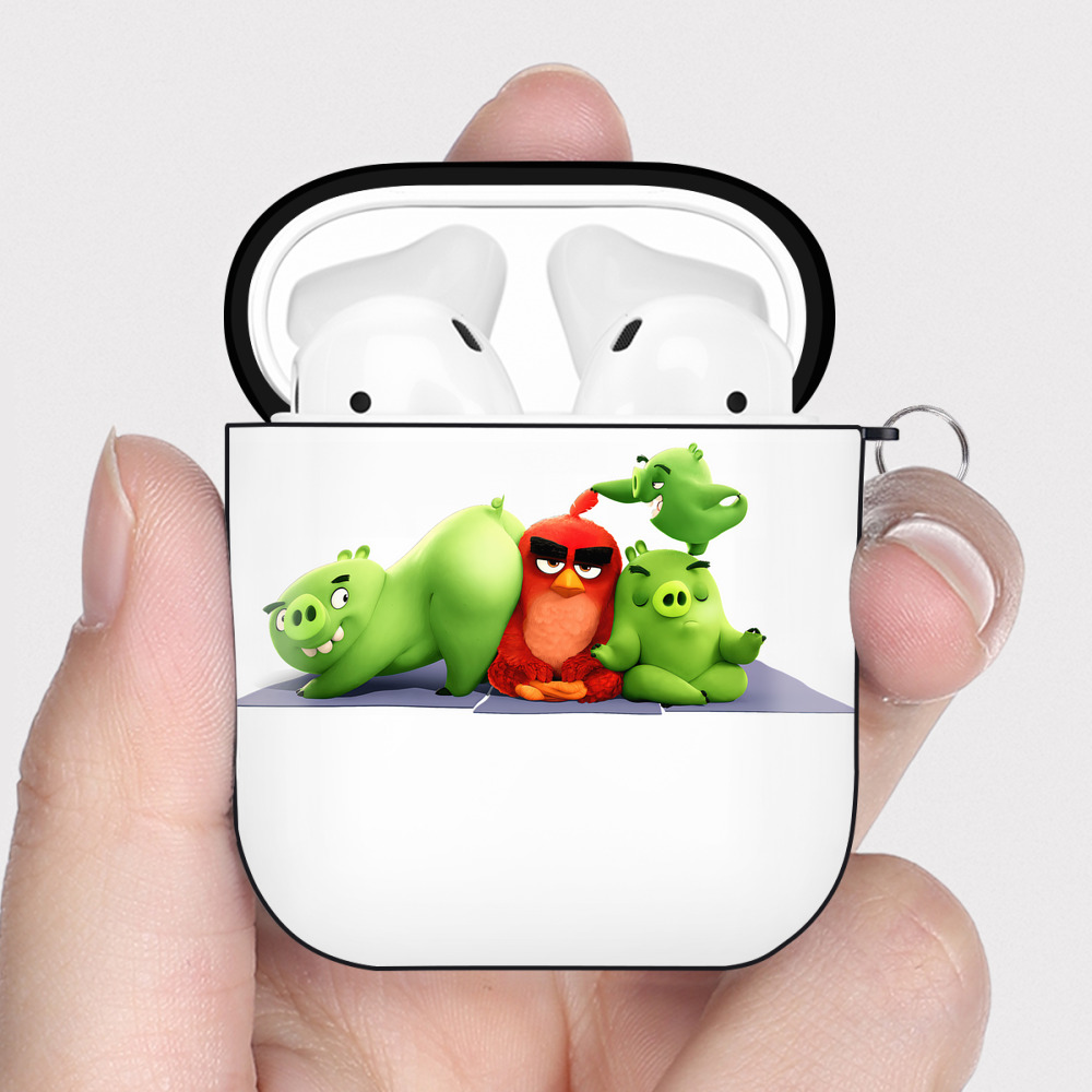 （画像用） Angry Birds アングリーバード AirPods 第2世代保護ケース ハードシェル ブラック 耐衝撃・防指紋・カラビナ付き