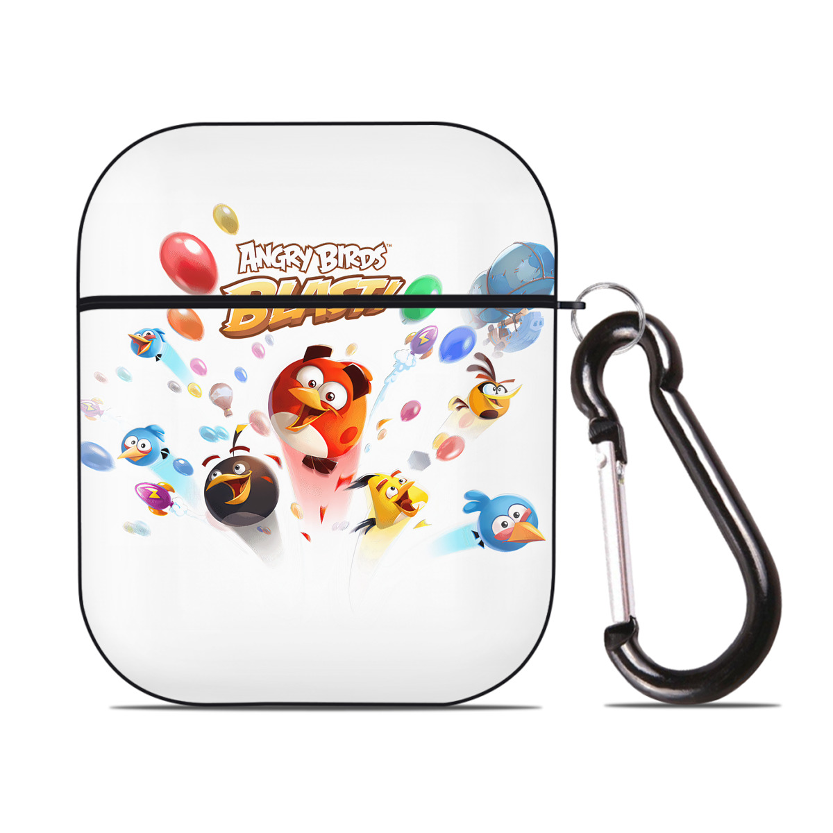 （画像用） Angry Birds アングリーバード AirPods 第2世代保護ケース ハードシェル ブラック 耐衝撃・防指紋・カラビナ付き