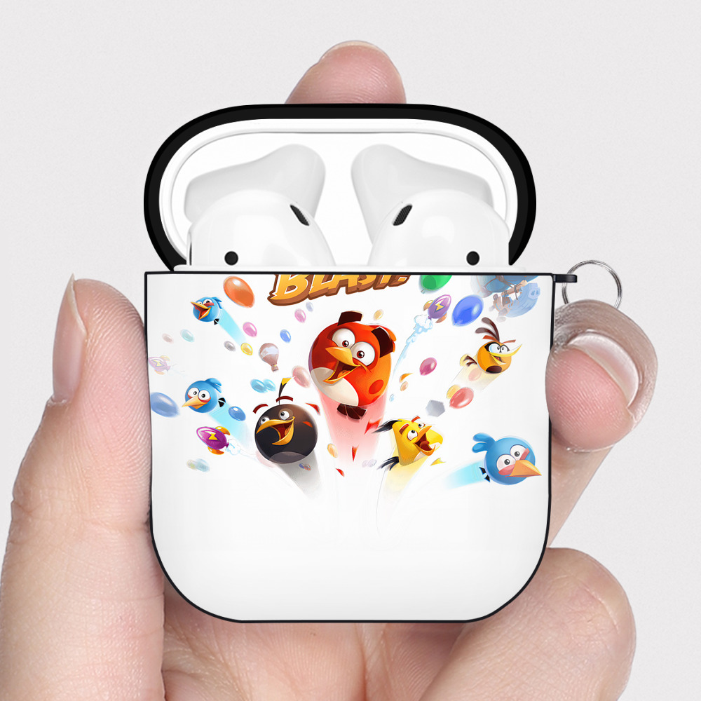 （画像用） Angry Birds アングリーバード AirPods 第2世代保護ケース ハードシェル ブラック 耐衝撃・防指紋・カラビナ付き