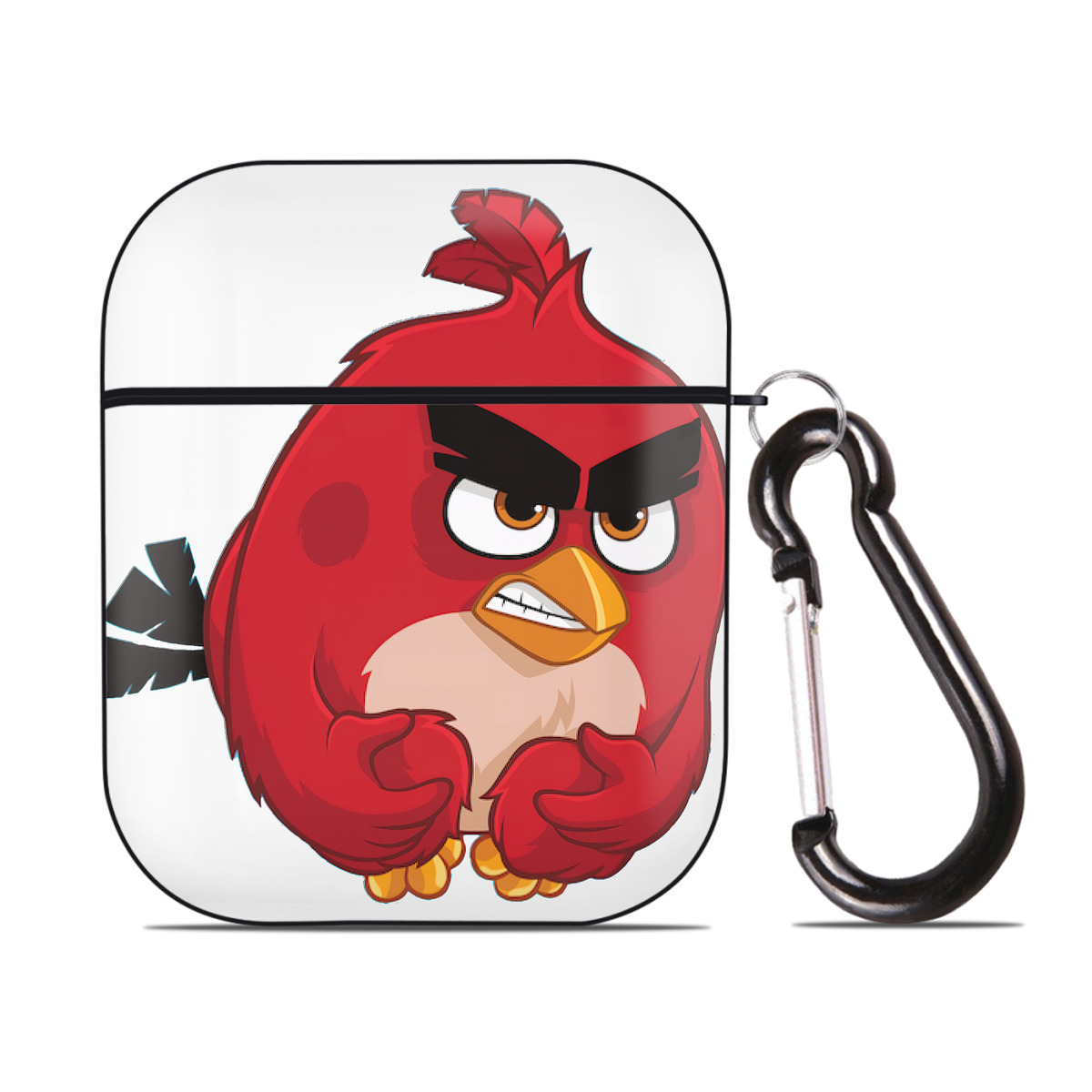 （画像用） Angry Birds アングリーバード AirPods 第2世代保護ケース ハードシェル ブラック 耐衝撃・防指紋・カラビナ付き