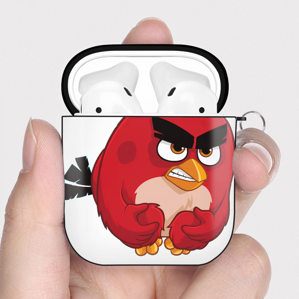 （画像用） Angry Birds アングリーバード AirPods 第2世代保護ケース ハードシェル ブラック 耐衝撃・防指紋・カラビナ付き