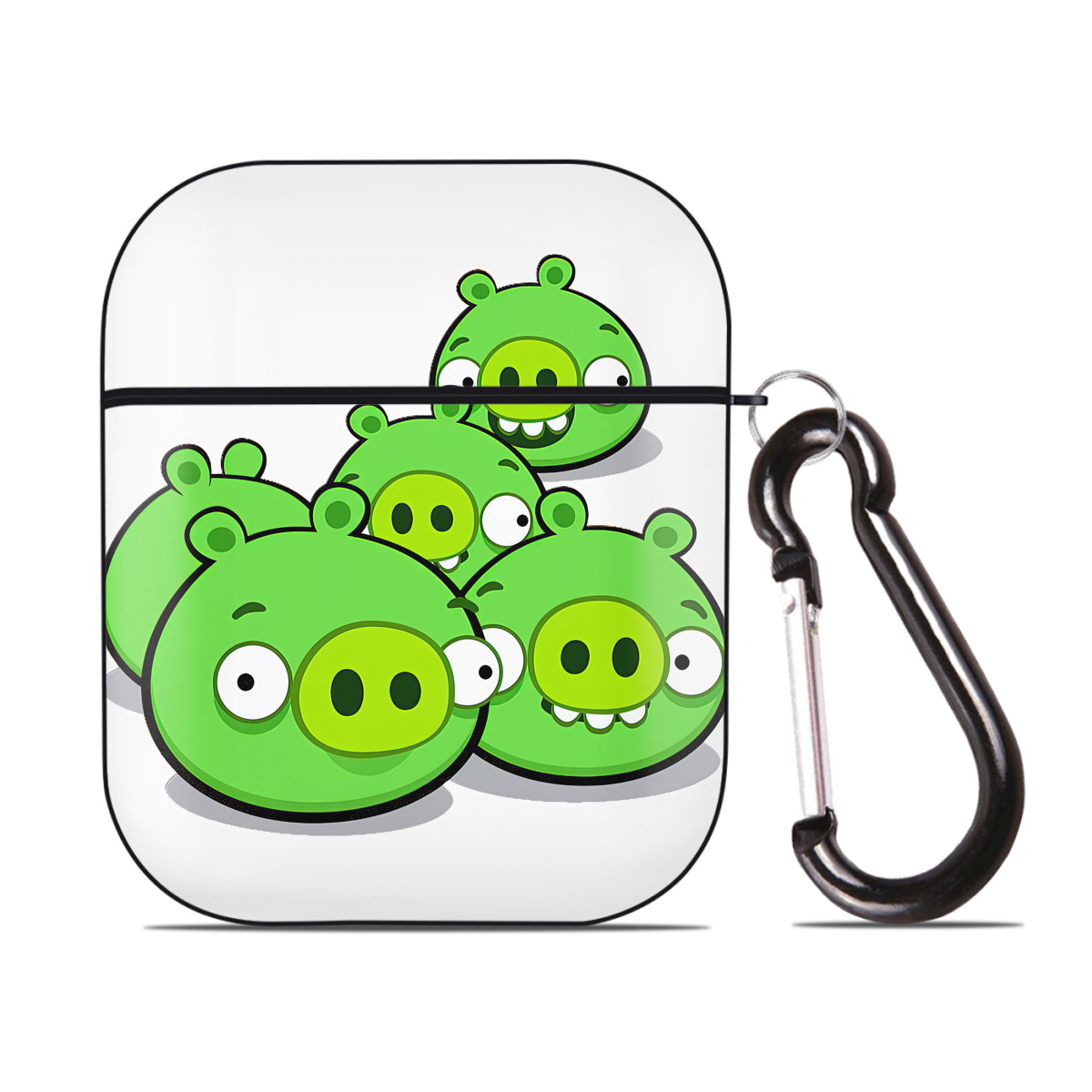 （画像用） Angry Birds アングリーバード AirPods 第2世代保護ケース ハードシェル ブラック 耐衝撃・防指紋・カラビナ付き