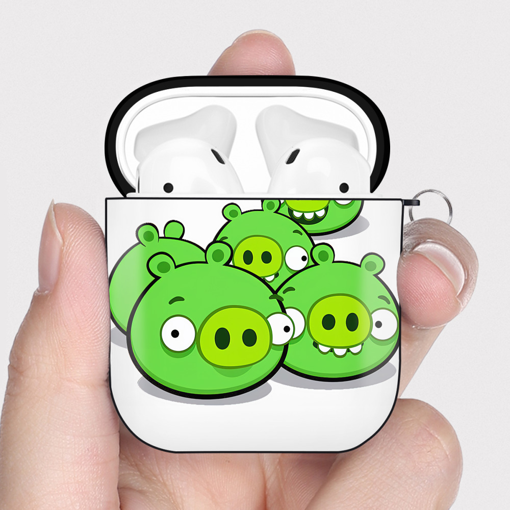 （画像用） Angry Birds アングリーバード AirPods 第2世代保護ケース ハードシェル ブラック 耐衝撃・防指紋・カラビナ付き