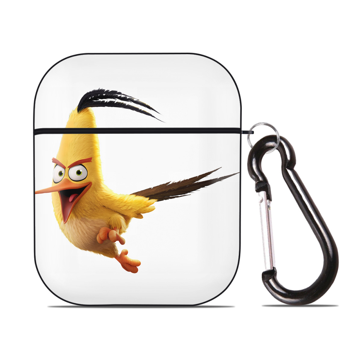 （画像用） Angry Birds アングリーバード AirPods 第2世代保護ケース ハードシェル ブラック 耐衝撃・防指紋・カラビナ付き