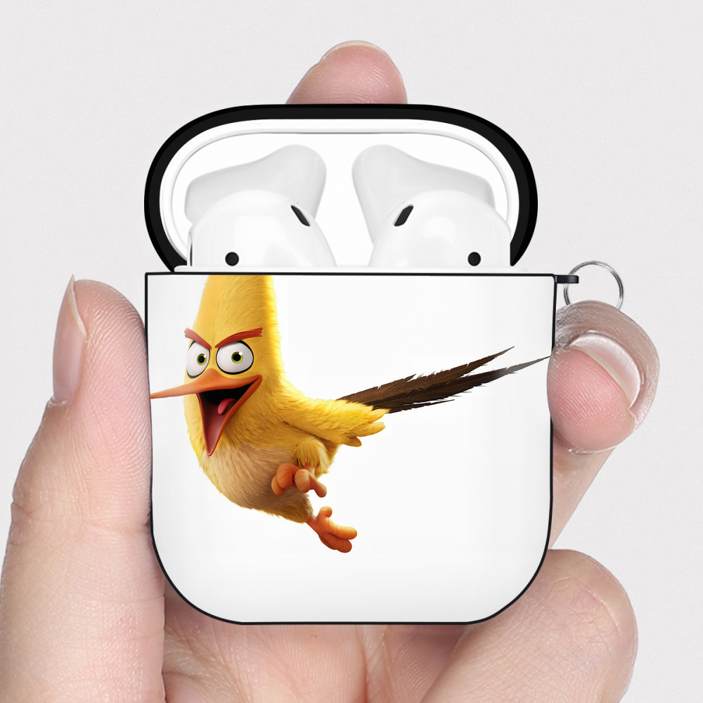 （画像用） Angry Birds アングリーバード AirPods 第2世代保護ケース ハードシェル ブラック 耐衝撃・防指紋・カラビナ付き