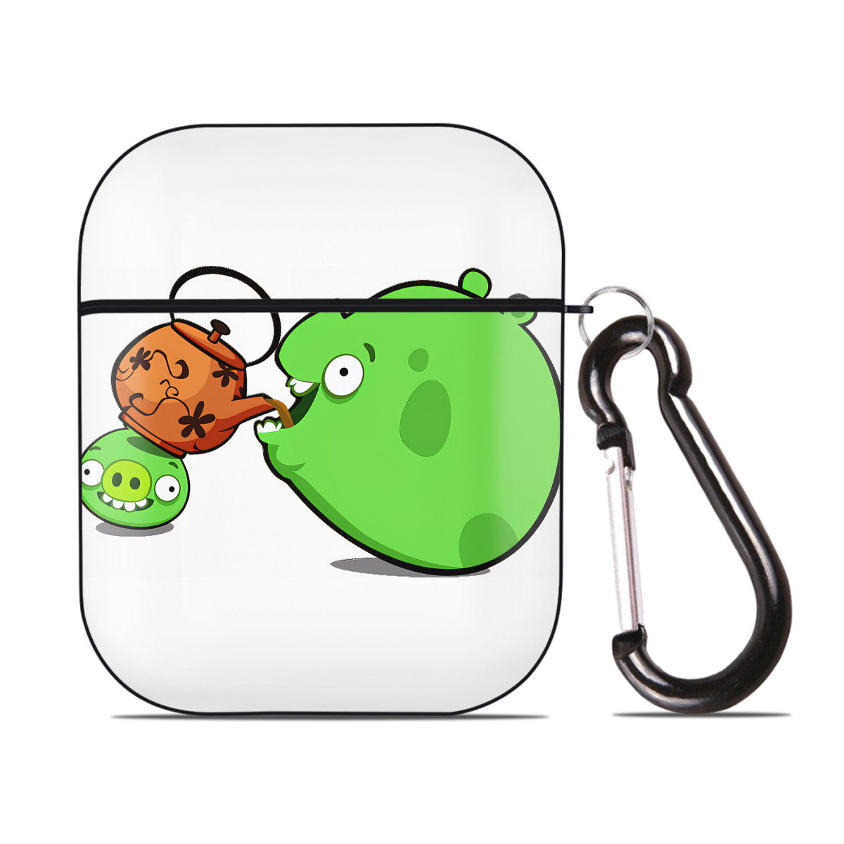 （画像用） Angry Birds アングリーバード AirPods 第2世代保護ケース ハードシェル ブラック 耐衝撃・防指紋・カラビナ付き