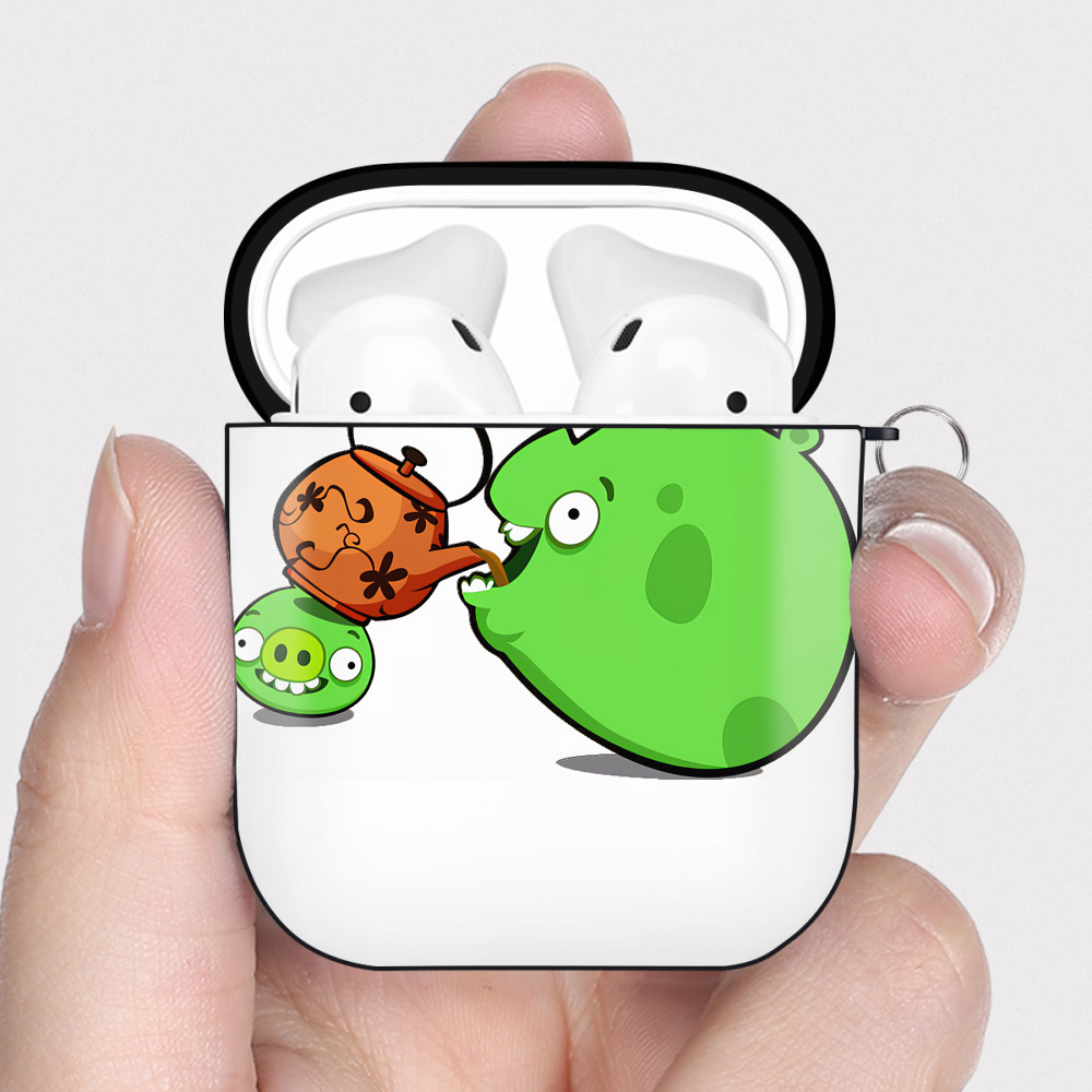 （画像用） Angry Birds アングリーバード AirPods 第2世代保護ケース ハードシェル ブラック 耐衝撃・防指紋・カラビナ付き