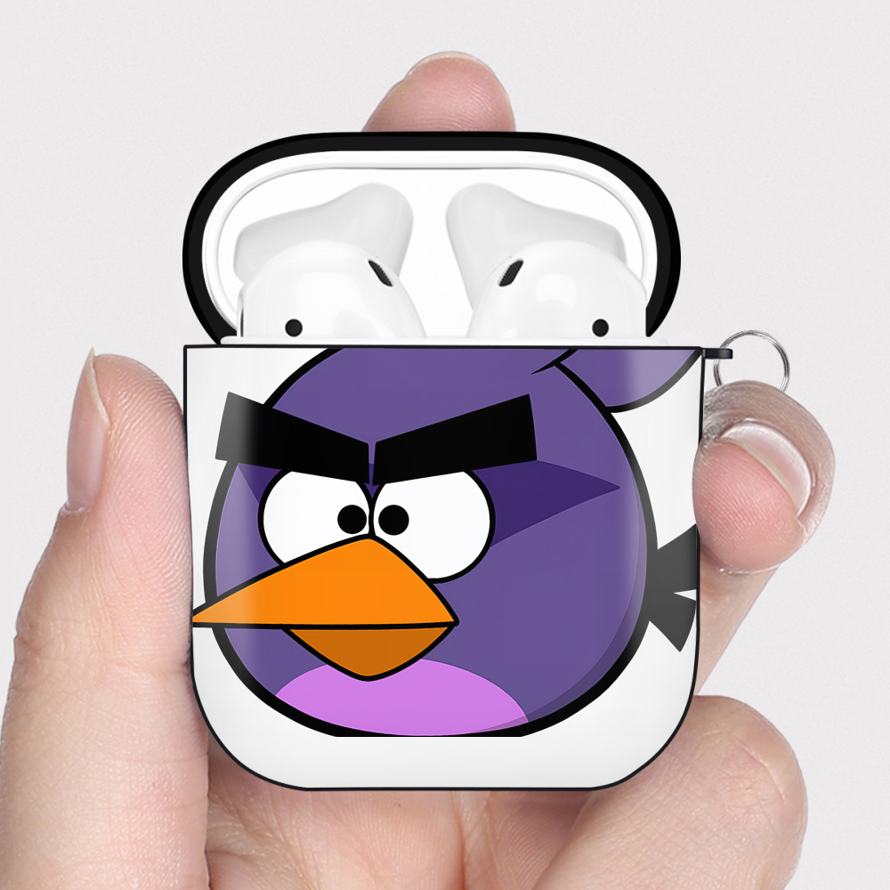 （画像用） Angry Birds アングリーバード AirPods 第2世代保護ケース ハードシェル ブラック 耐衝撃・防指紋・カラビナ付き
