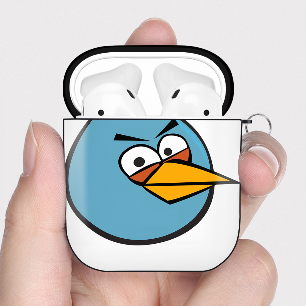 （画像用） Angry Birds アングリーバード AirPods 第2世代保護ケース ハードシェル ブラック 耐衝撃・防指紋・カラビナ付き