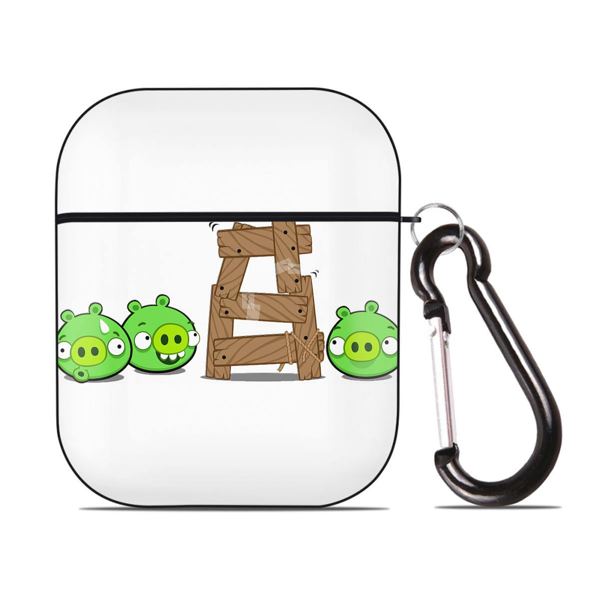 （画像用） Angry Birds アングリーバード AirPods 第2世代保護ケース ハードシェル ブラック 耐衝撃・防指紋・カラビナ付き
