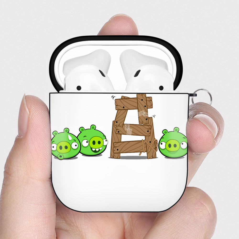 （画像用） Angry Birds アングリーバード AirPods 第2世代保護ケース ハードシェル ブラック 耐衝撃・防指紋・カラビナ付き