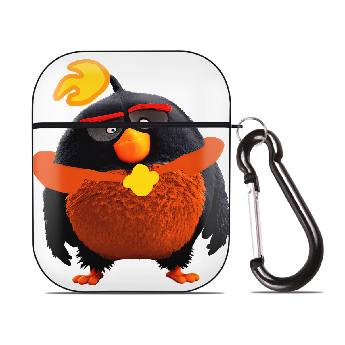 （画像用） Angry Birds アングリーバード AirPods 第2世代保護ケース ハードシェル ブラック 耐衝撃・防指紋・カラビナ付き