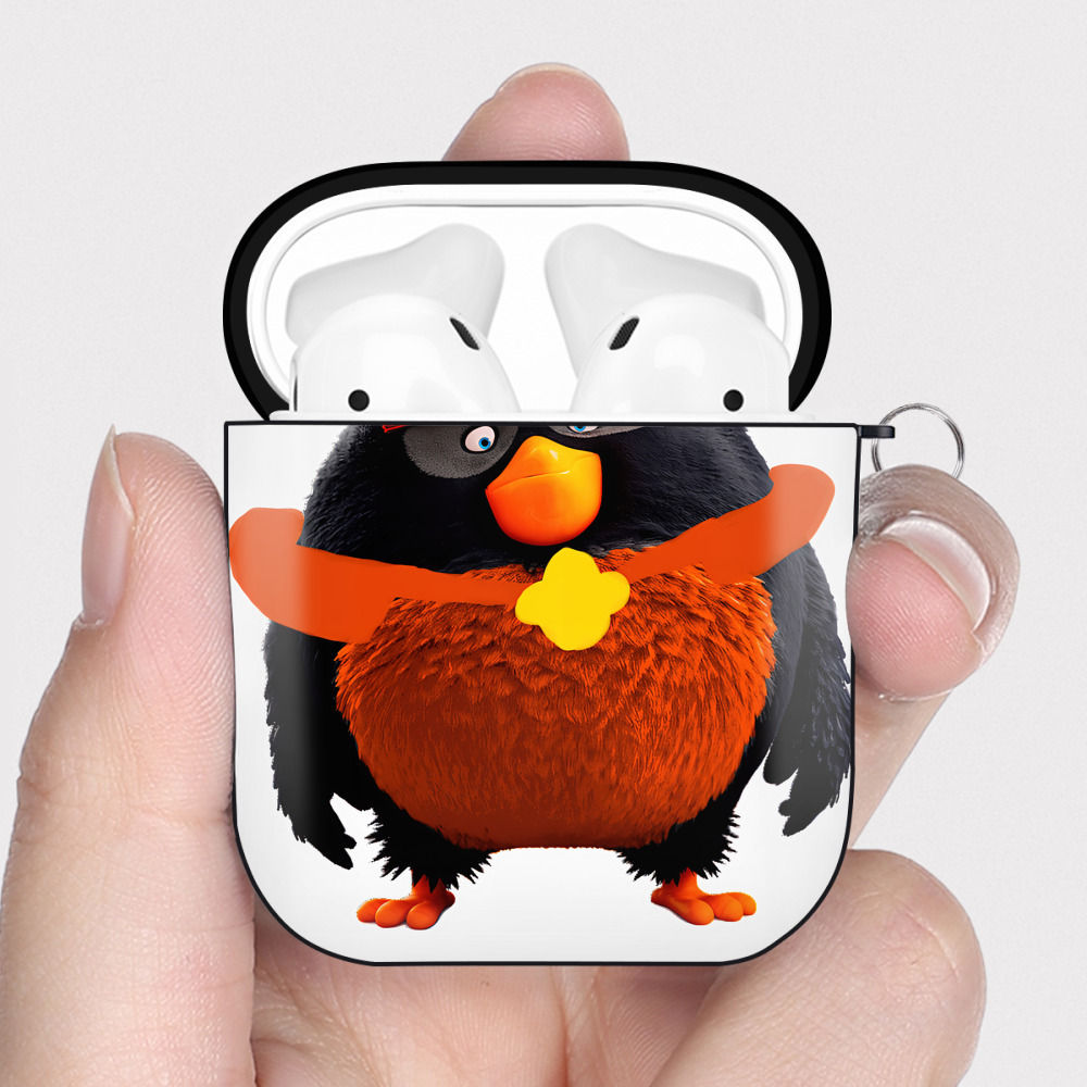 （画像用） Angry Birds アングリーバード AirPods 第2世代保護ケース ハードシェル ブラック 耐衝撃・防指紋・カラビナ付き
