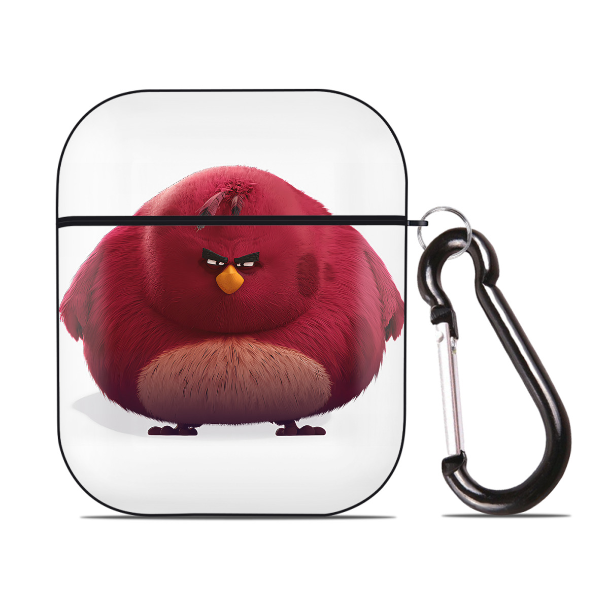 （画像用） Angry Birds アングリーバード AirPods 第2世代保護ケース ハードシェル ブラック 耐衝撃・防指紋・カラビナ付き