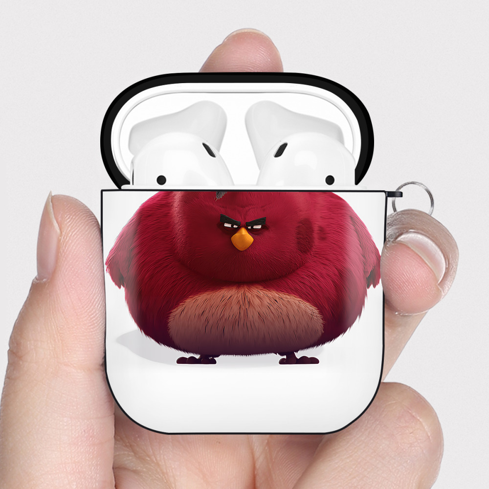 （画像用） Angry Birds アングリーバード AirPods 第2世代保護ケース ハードシェル ブラック 耐衝撃・防指紋・カラビナ付き