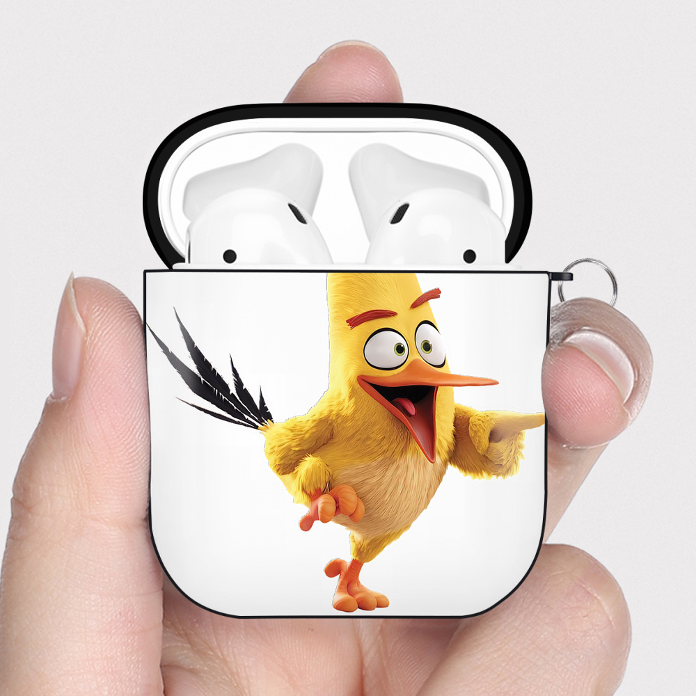 （画像用） Angry Birds アングリーバード AirPods 第2世代保護ケース ハードシェル ブラック 耐衝撃・防指紋・カラビナ付き