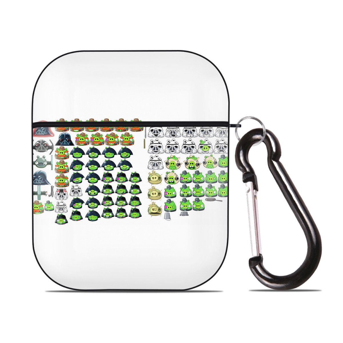 （画像用） Angry Birds アングリーバード AirPods 第2世代保護ケース ハードシェル ブラック 耐衝撃・防指紋・カラビナ付き