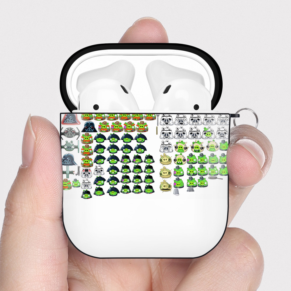 （画像用） Angry Birds アングリーバード AirPods 第2世代保護ケース ハードシェル ブラック 耐衝撃・防指紋・カラビナ付き