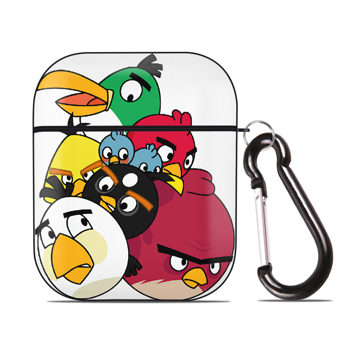 （画像用） Angry Birds アングリーバード AirPods 第2世代保護ケース ハードシェル ブラック 耐衝撃・防指紋・カラビナ付き
