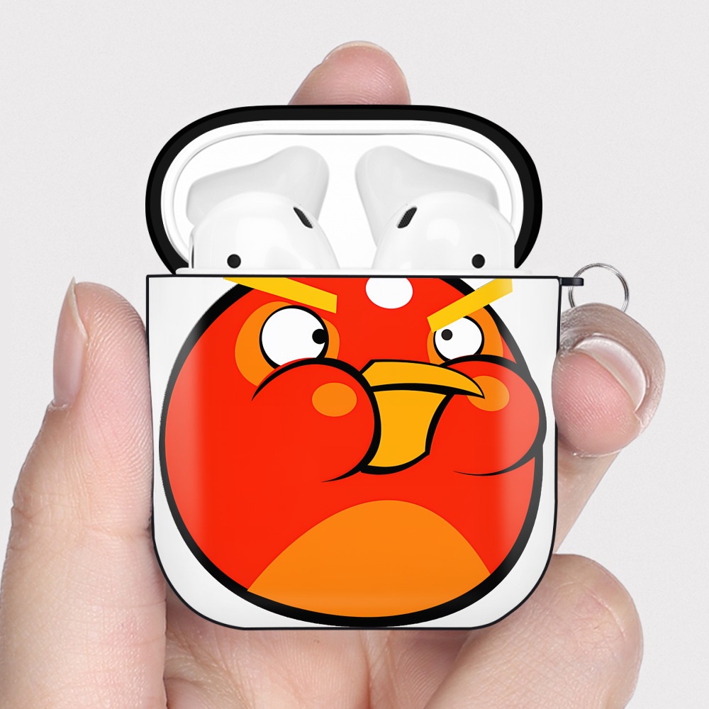 （画像用） Angry Birds アングリーバード AirPods 第2世代保護ケース ハードシェル ブラック 耐衝撃・防指紋・カラビナ付き