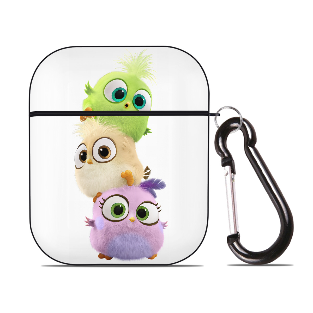 （画像用） Angry Birds アングリーバード AirPods 第2世代保護ケース ハードシェル ブラック 耐衝撃・防指紋・カラビナ付き