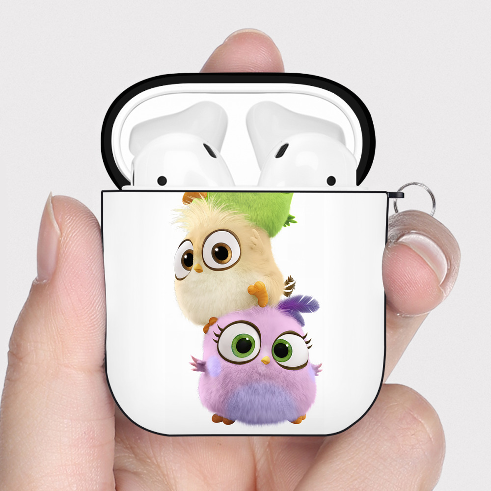 （画像用） Angry Birds アングリーバード AirPods 第2世代保護ケース ハードシェル ブラック 耐衝撃・防指紋・カラビナ付き