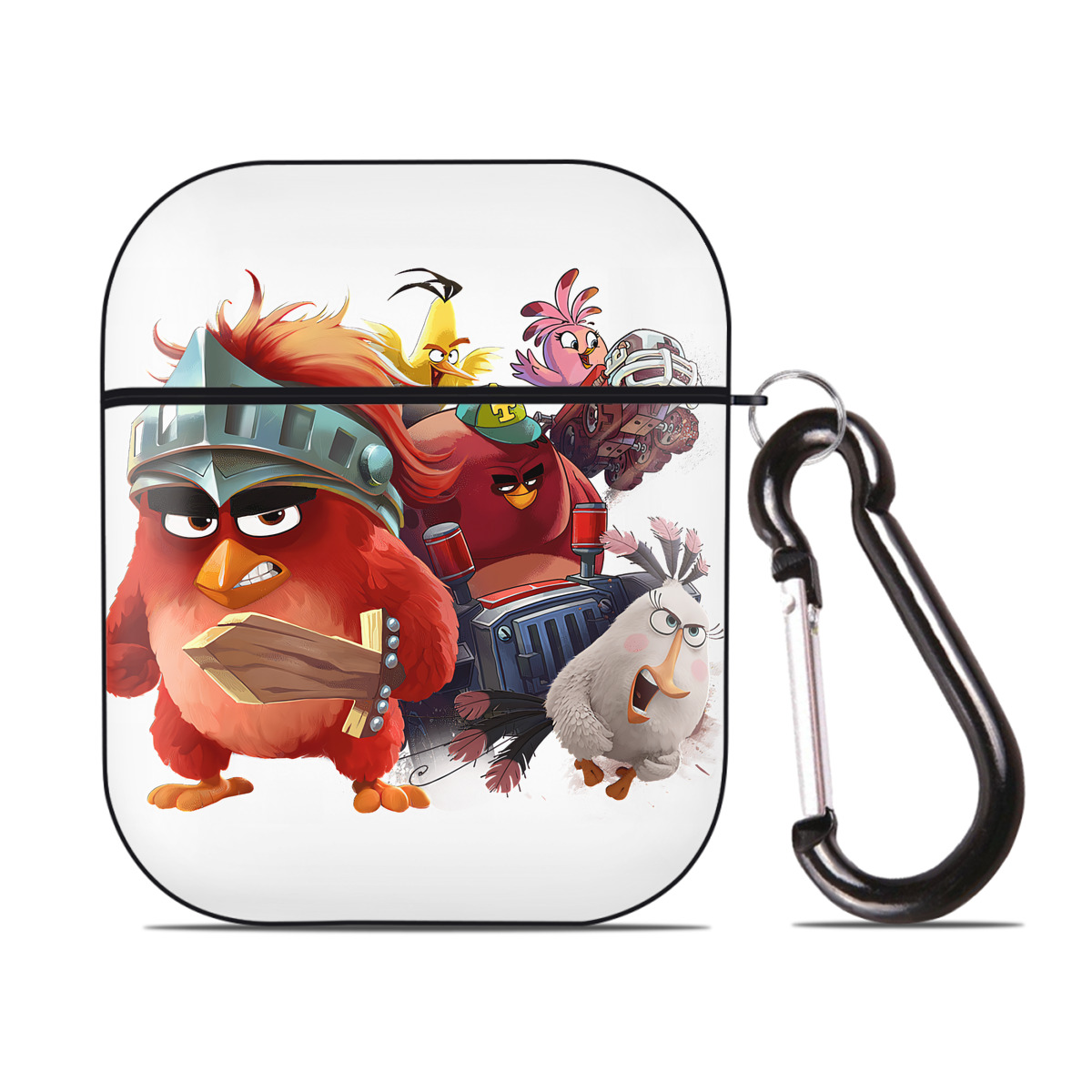 （画像用） Angry Birds アングリーバード AirPods 第2世代保護ケース ハードシェル ブラック 耐衝撃・防指紋・カラビナ付き