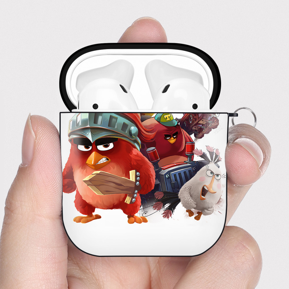 （画像用） Angry Birds アングリーバード AirPods 第2世代保護ケース ハードシェル ブラック 耐衝撃・防指紋・カラビナ付き