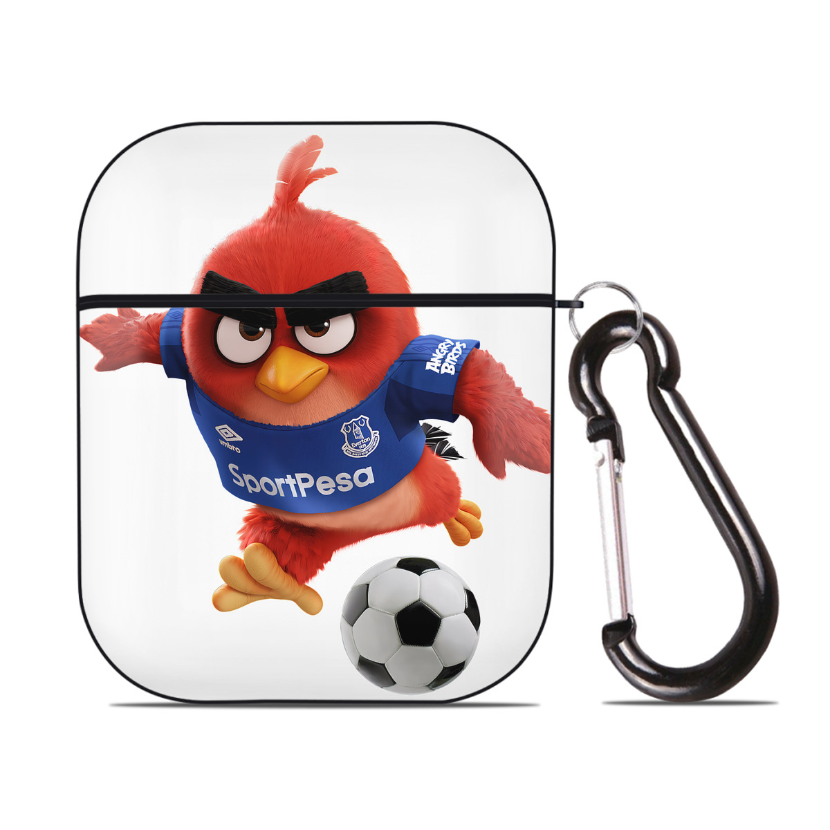 （画像用） Angry Birds アングリーバード AirPods 第2世代保護ケース ハードシェル ブラック 耐衝撃・防指紋・カラビナ付き