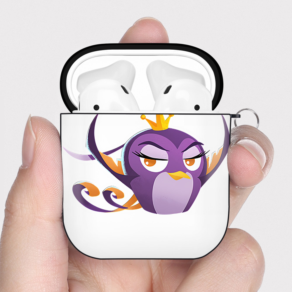 （画像用） Angry Birds アングリーバード AirPods 第2世代保護ケース ハードシェル ブラック 耐衝撃・防指紋・カラビナ付き
