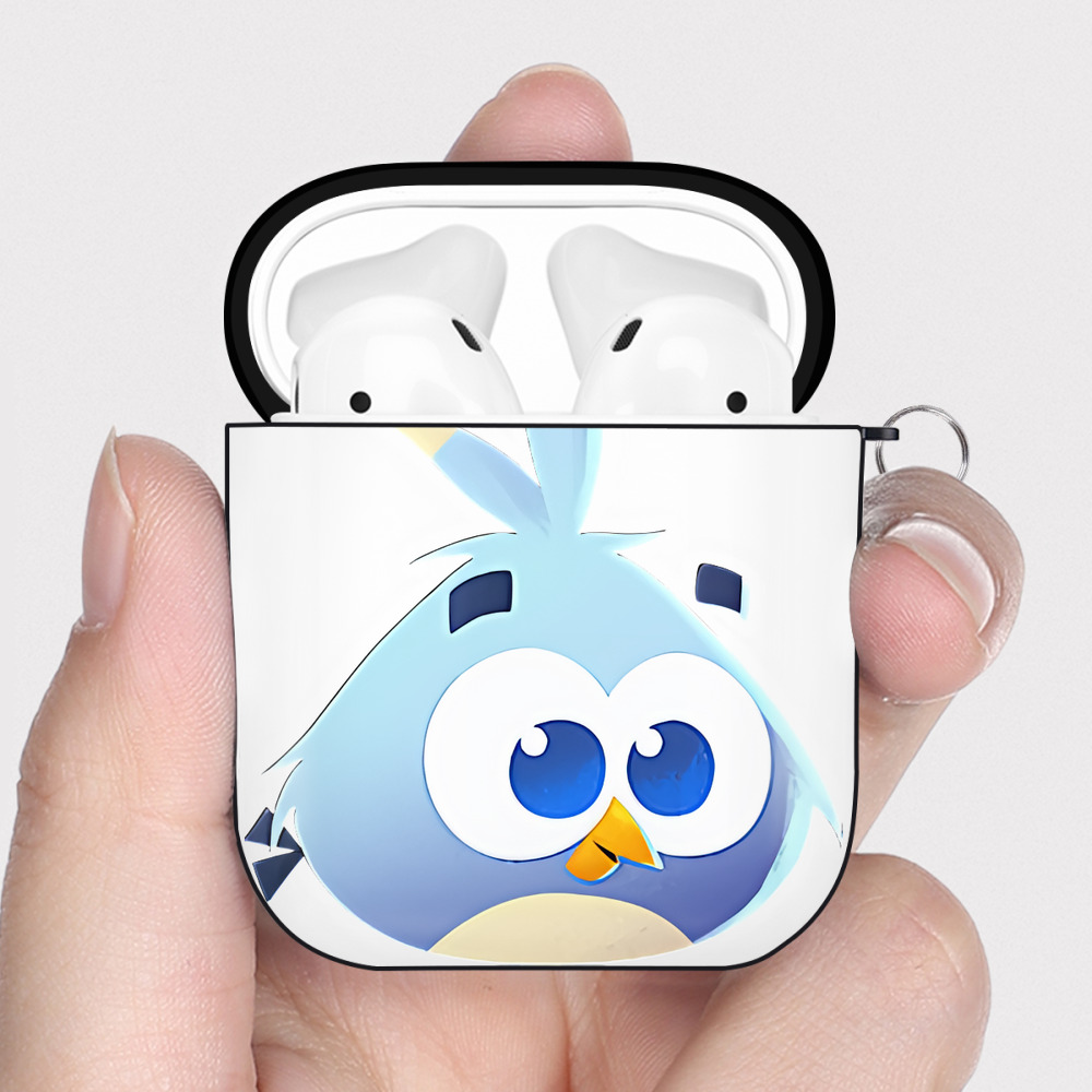 （画像用） Angry Birds アングリーバード AirPods 第2世代保護ケース ハードシェル ブラック 耐衝撃・防指紋・カラビナ付き