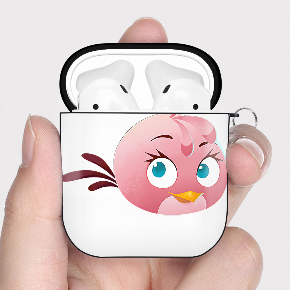 （画像用） Angry Birds アングリーバード AirPods 第2世代保護ケース ハードシェル ブラック 耐衝撃・防指紋・カラビナ付き