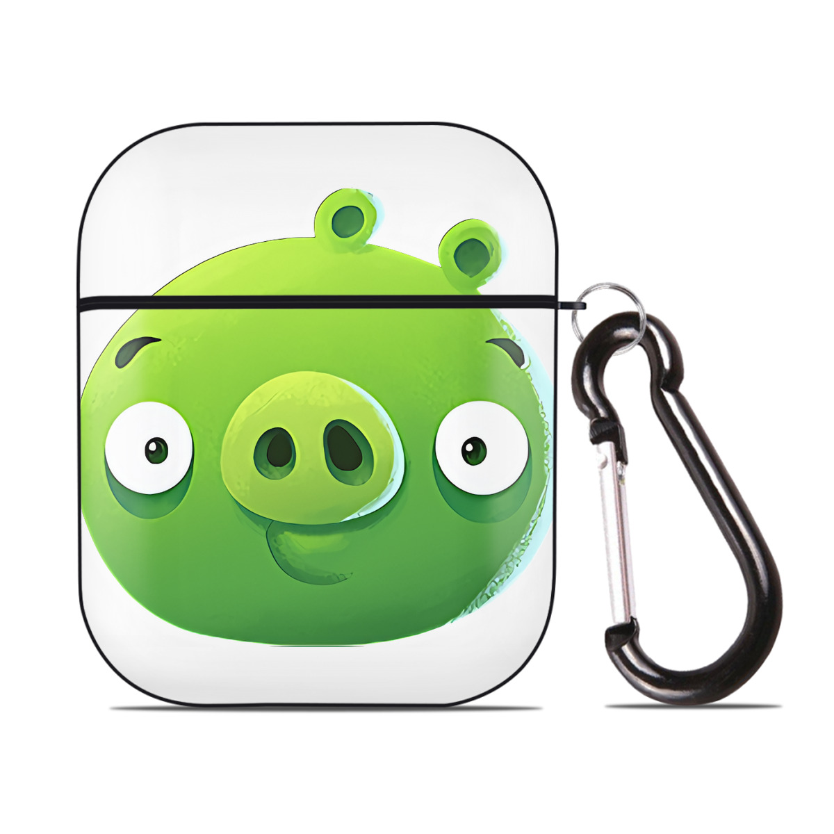 （画像用） Angry Birds アングリーバード AirPods 第2世代保護ケース ハードシェル ブラック 耐衝撃・防指紋・カラビナ付き