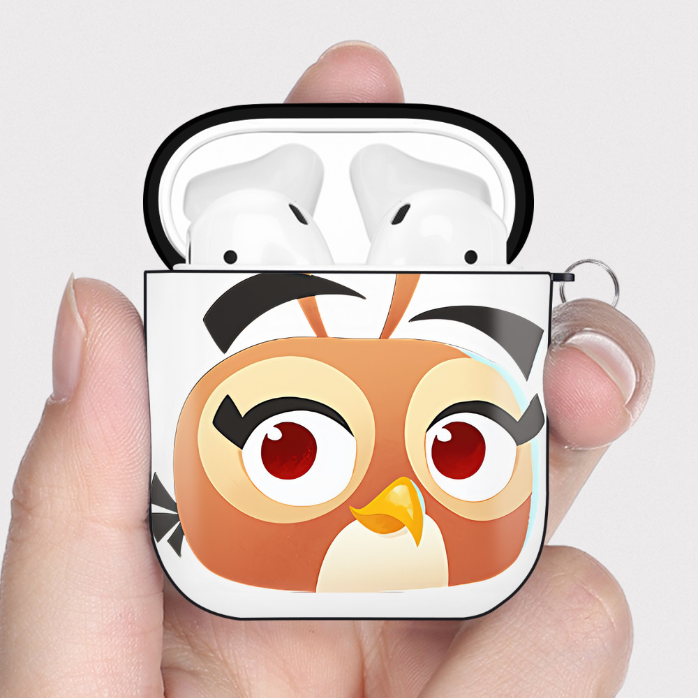 （画像用） Angry Birds アングリーバード AirPods 第2世代保護ケース ハードシェル ブラック 耐衝撃・防指紋・カラビナ付き