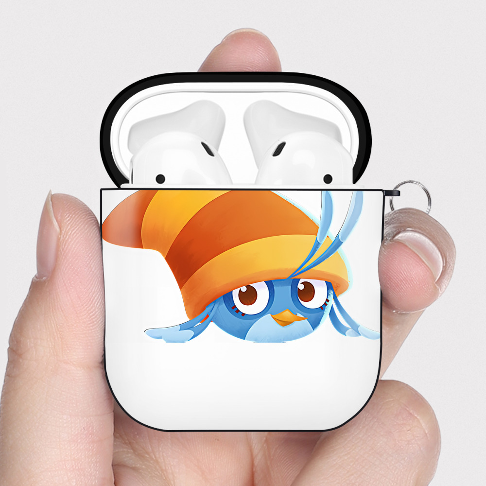 （画像用） Angry Birds アングリーバード AirPods 第2世代保護ケース ハードシェル ブラック 耐衝撃・防指紋・カラビナ付き