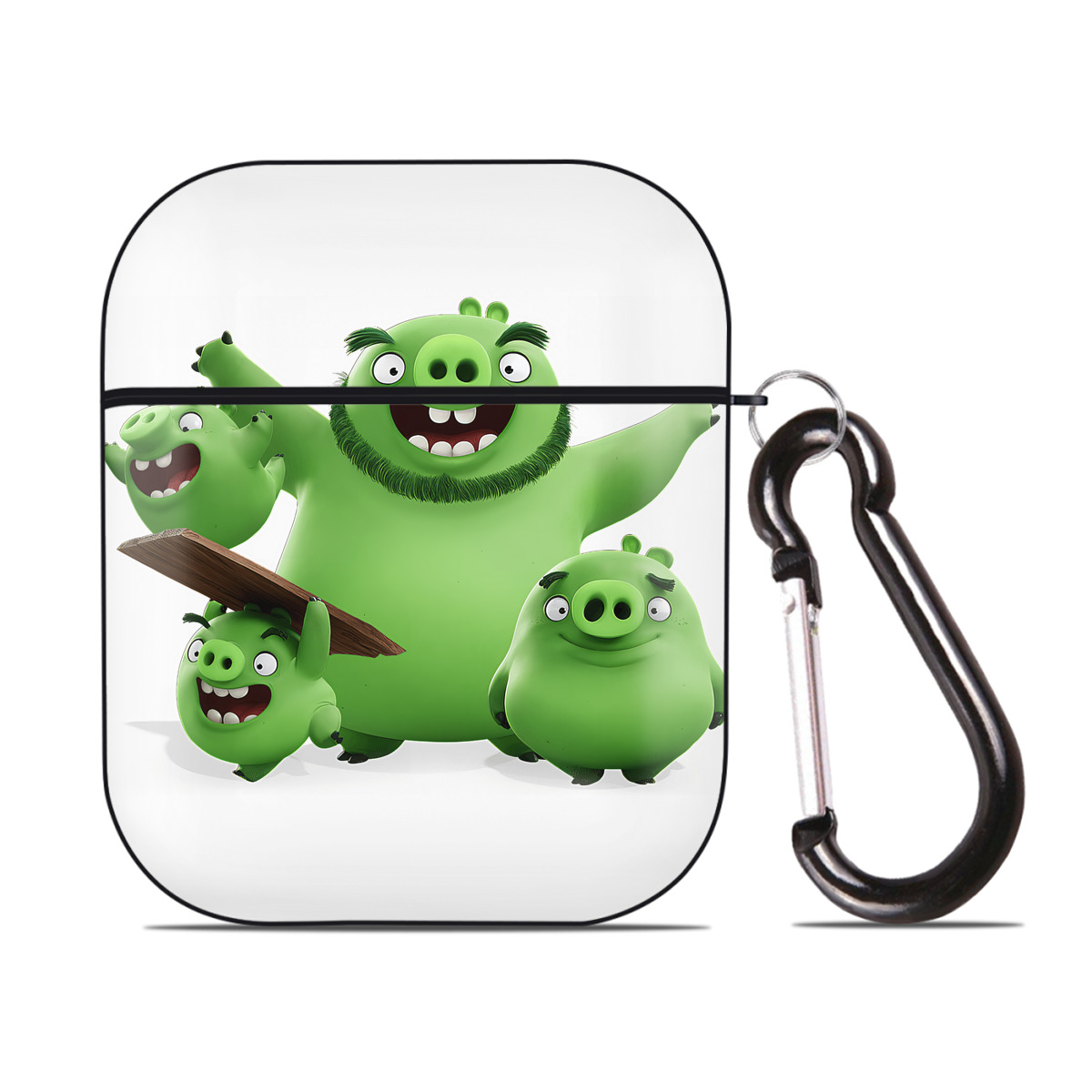 （画像用） Angry Birds アングリーバード AirPods 第2世代保護ケース ハードシェル ブラック 耐衝撃・防指紋・カラビナ付き
